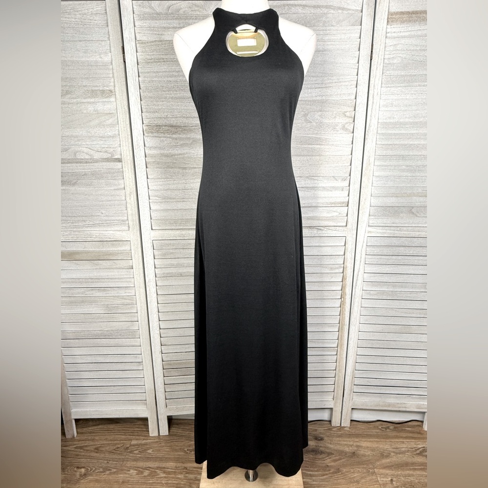 SHAWN JRS. Vintage 70's Black Sleeveless Bodycon Maxi Dress-11